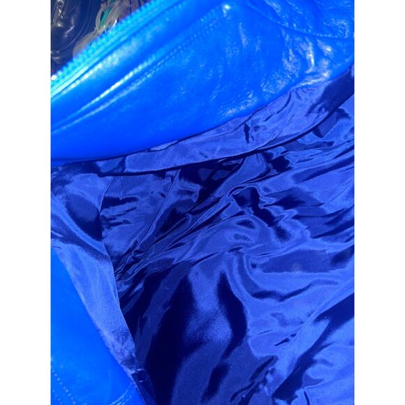 Dero by Rocco Amelio Y2K Biker Rocker Vintage Blue Leather  Jacket - Picture 9 of 9